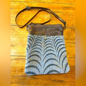 Myra up-cycled canvas & leather minimalist shoulder bag